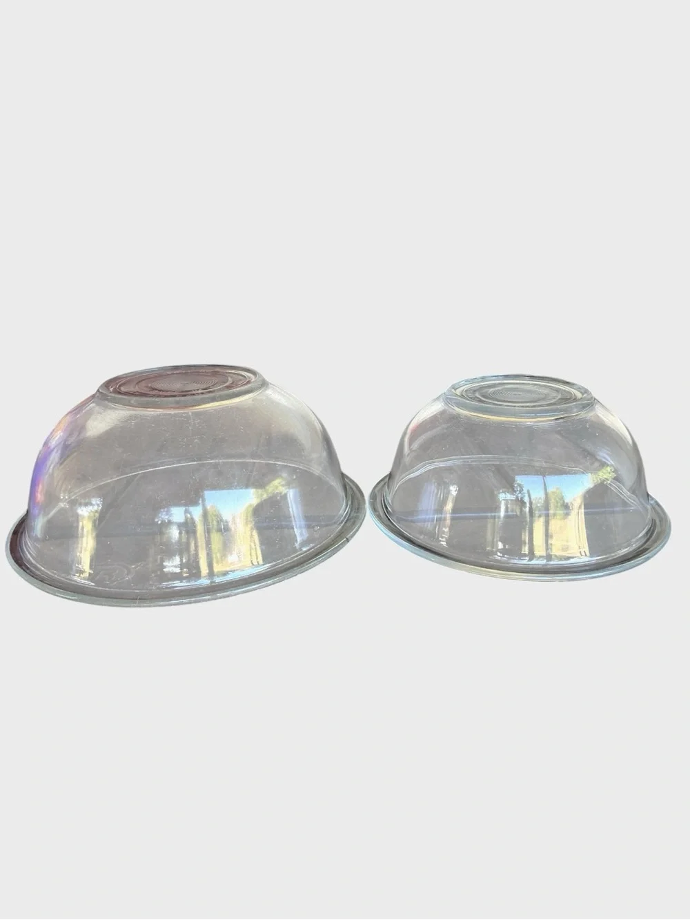 Vintage PYREX Clear Glass Nesting Mixing Bowls Set of 2 USA Ovenware